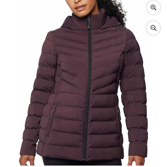 32 Degrees Heat Women's Hooded 4-Way Stretch Jacket Color- Acai Berry size M - Picture 1 of 9